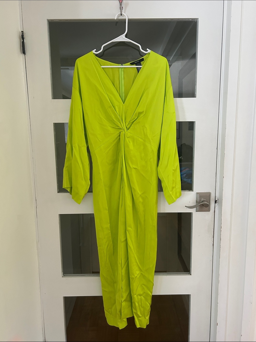 Smythe Neon Lime Draped V-Neck Top